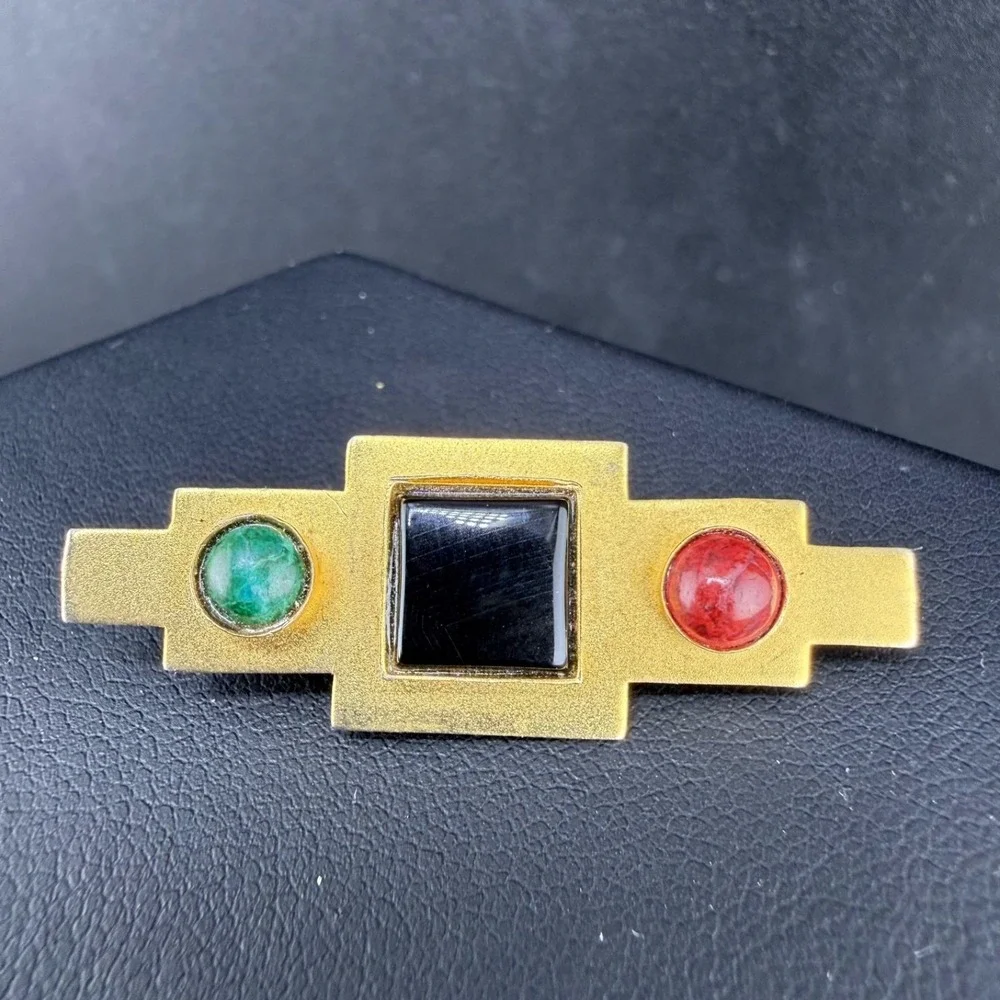 Vintage Gale Rothstein II Brooch Gold Tone‎ Signed Abstract
